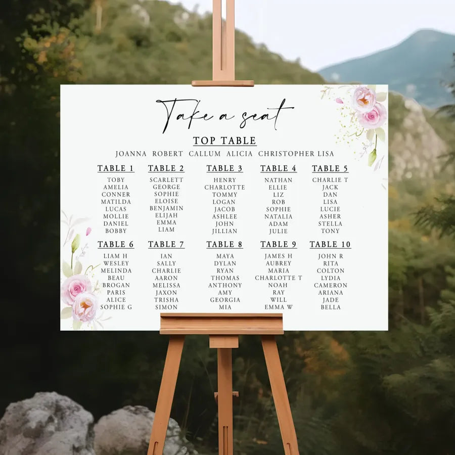 Seating plan tables 1-10