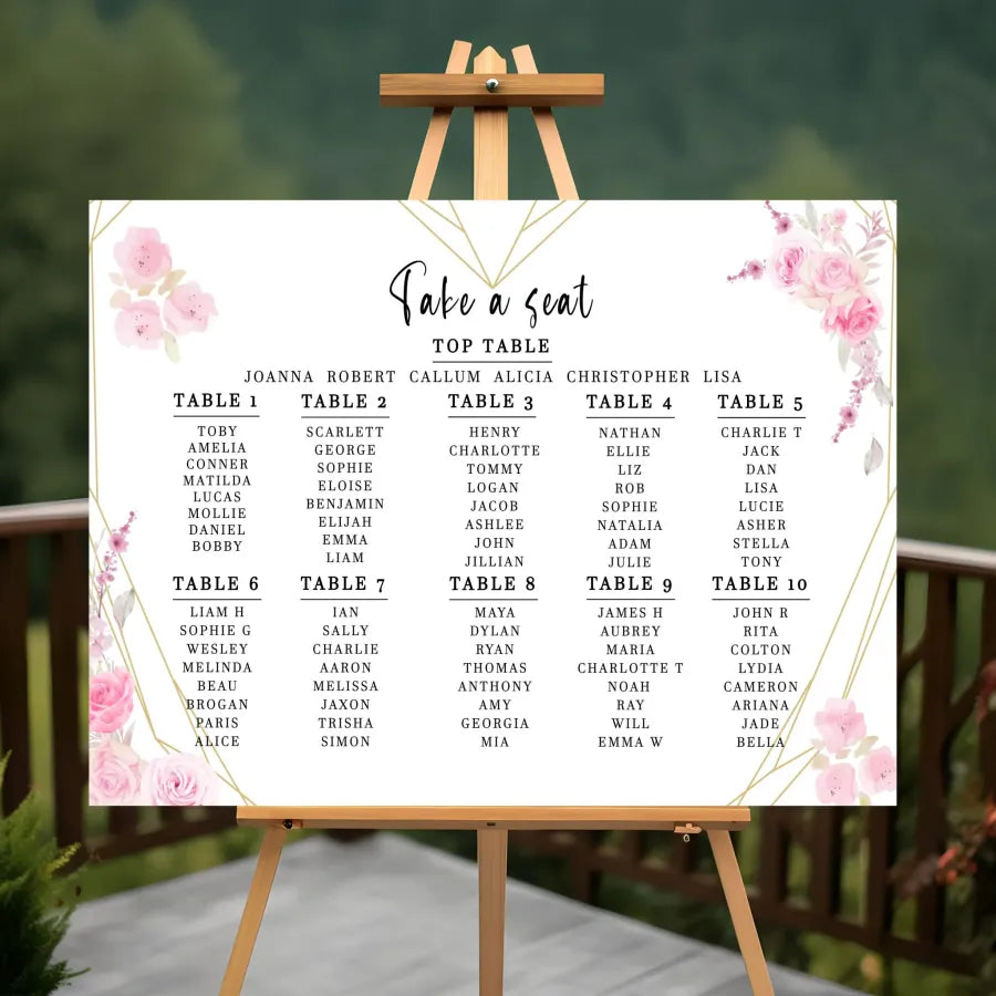 Seating plan tables 1-10