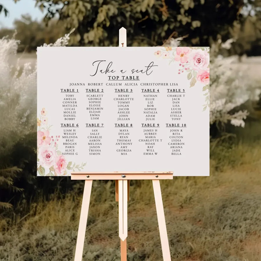 Seating plan tables 1-10