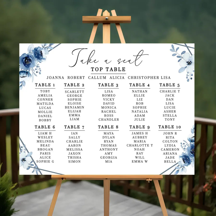 Seating plan tables 1-10