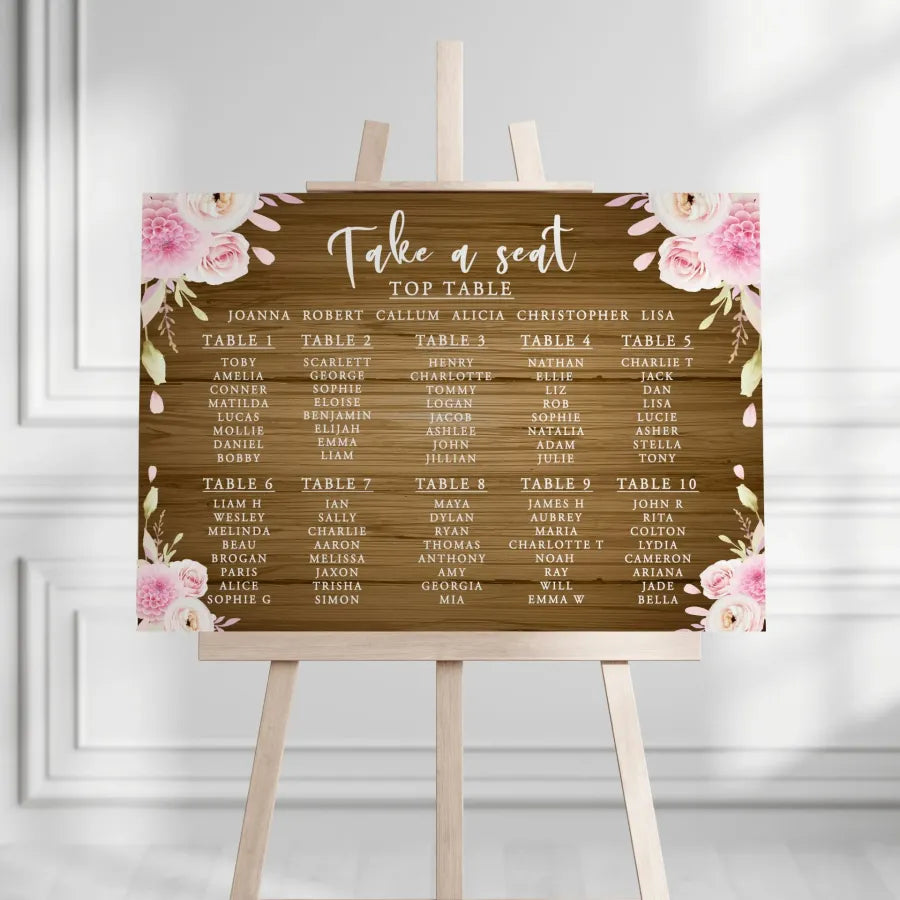 Seating plan tables 1-10