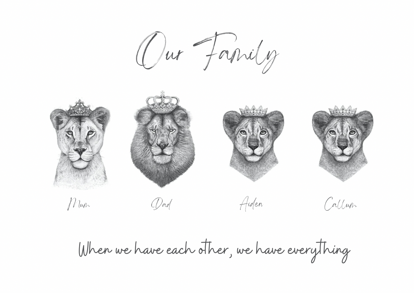 Lion family print