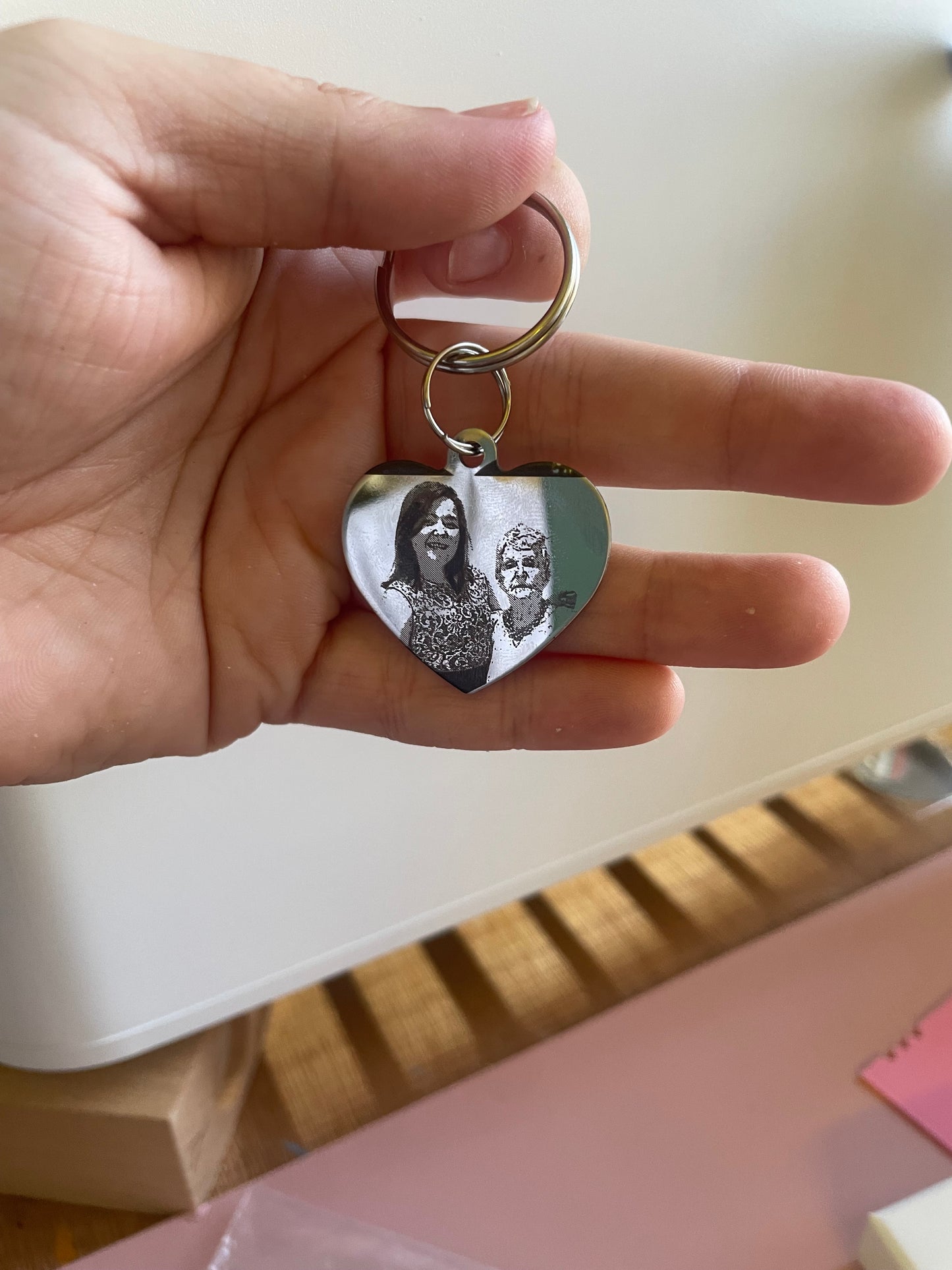 Engraved portrait keyring