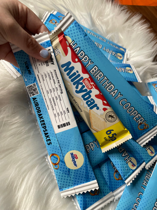 Custom party favours - milky bars