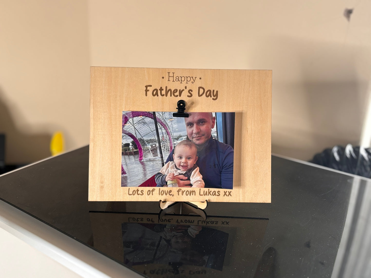 Engraved wooden frame