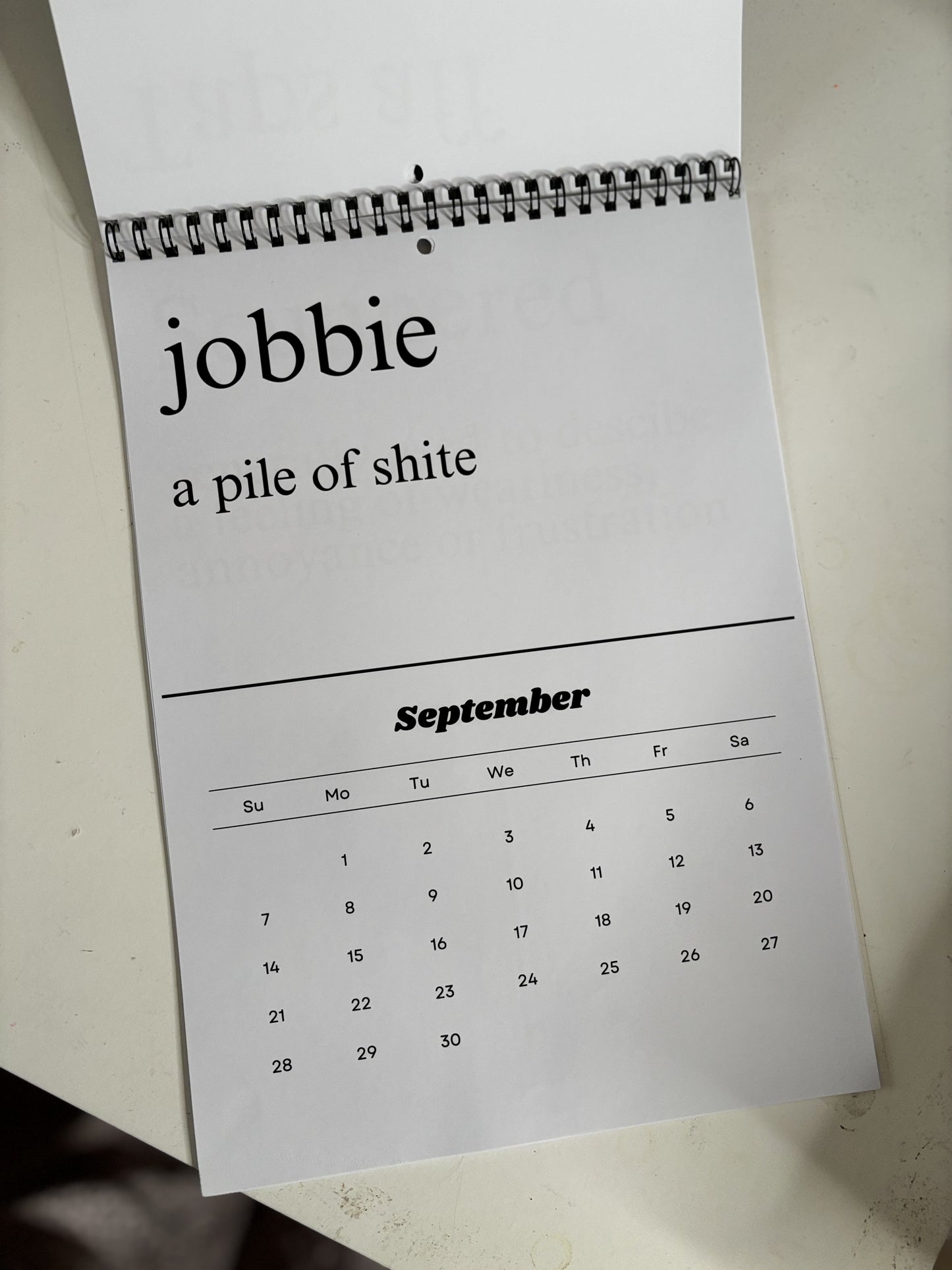 Scottish slang calendar