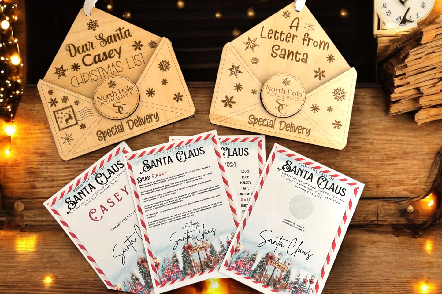 Wooden Christmas envelopes