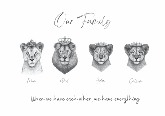 Lion family print